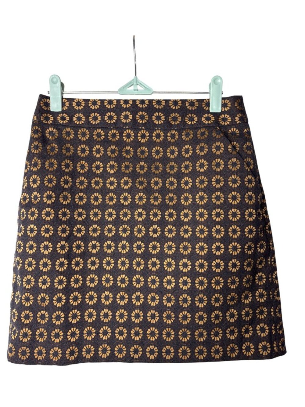 Ann Taylor LOFT Straight Pencil Skirt 2P Floral Gold Purple Knee Length Vtg Y2K